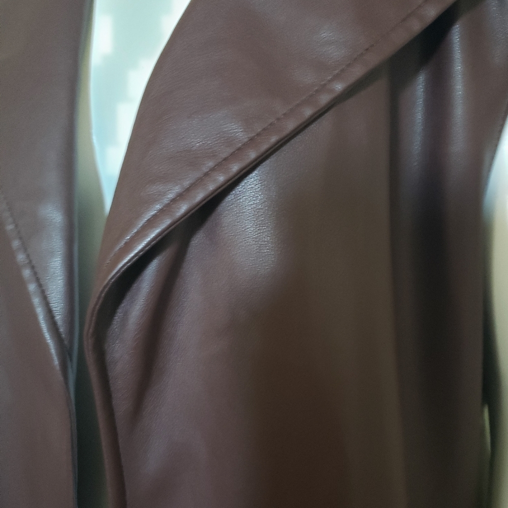 MARC NEW YORK FAUX LEATHER Trench Coat (color is Decadent Chocolate) - Picture 5 of 14